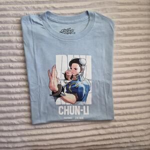 Street Fighter Chun-Li Graphic T-Shirt Light Blue XL
